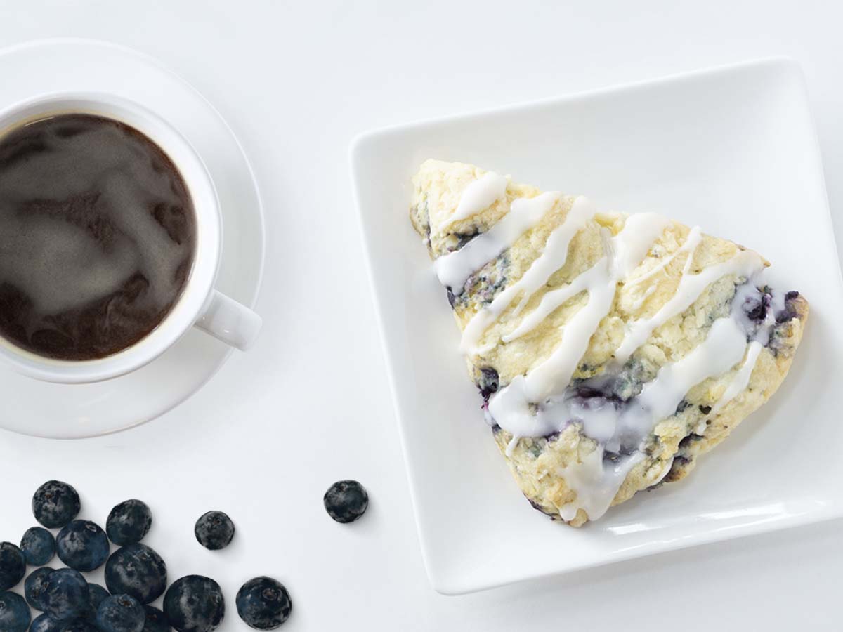 Blueberry scone and coffee