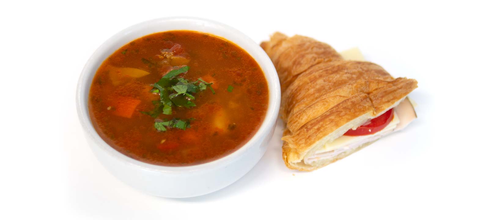 Hamburger Soup and Croissant